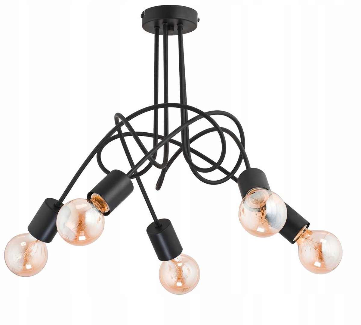 Retro Hanglamp Spider 5-arm Zwart Mat E27