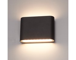 Dallas S LED Wandlamp Zwart - 6 Watt 360lm - IP54 Waterdicht - 3000K Warm Wit - Dimbaar - Binnen en buitenlamp - Up & down light - Modern