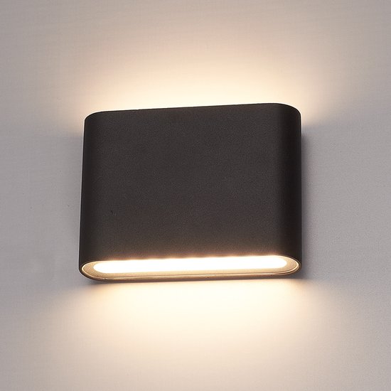 Dallas S LED Wandlamp Zwart - 6 Watt 360lm - IP54 Waterdicht - 3000K Warm Wit - Dimbaar - Binnen en buitenlamp - Up & down light - Modern