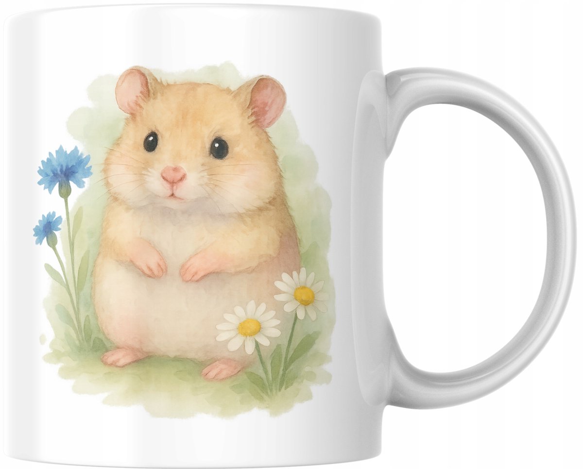 Kop met Hamster en Bloemen - Leuk Cadeau
