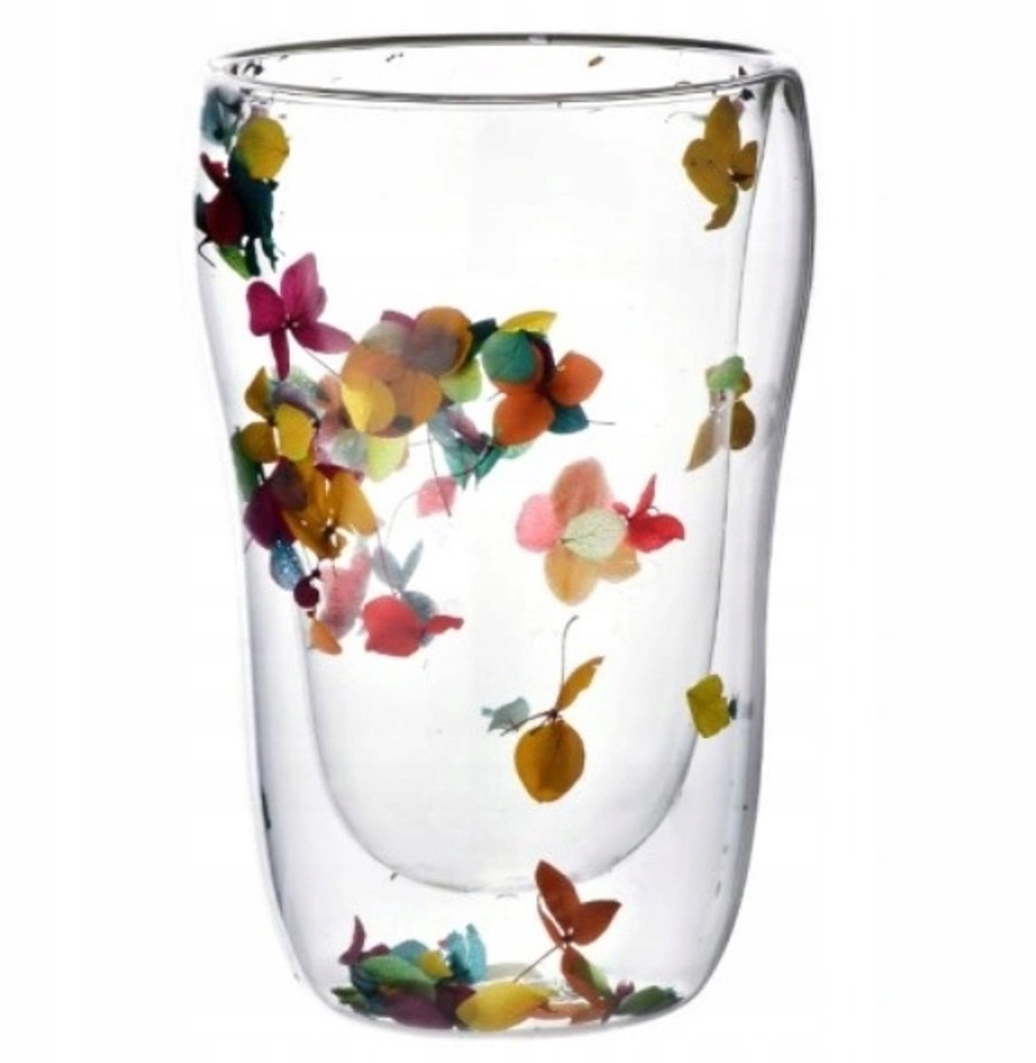 Dubbelwandige mok met gedroogde bloemen - 400 ml