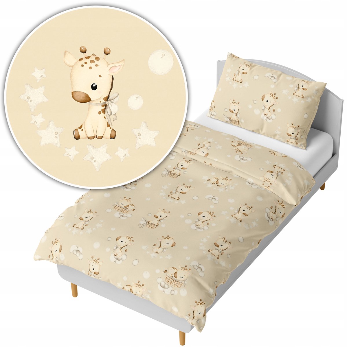 Kinderbeddengoed 140x200cm - Beï¿½ Beige Giraffen