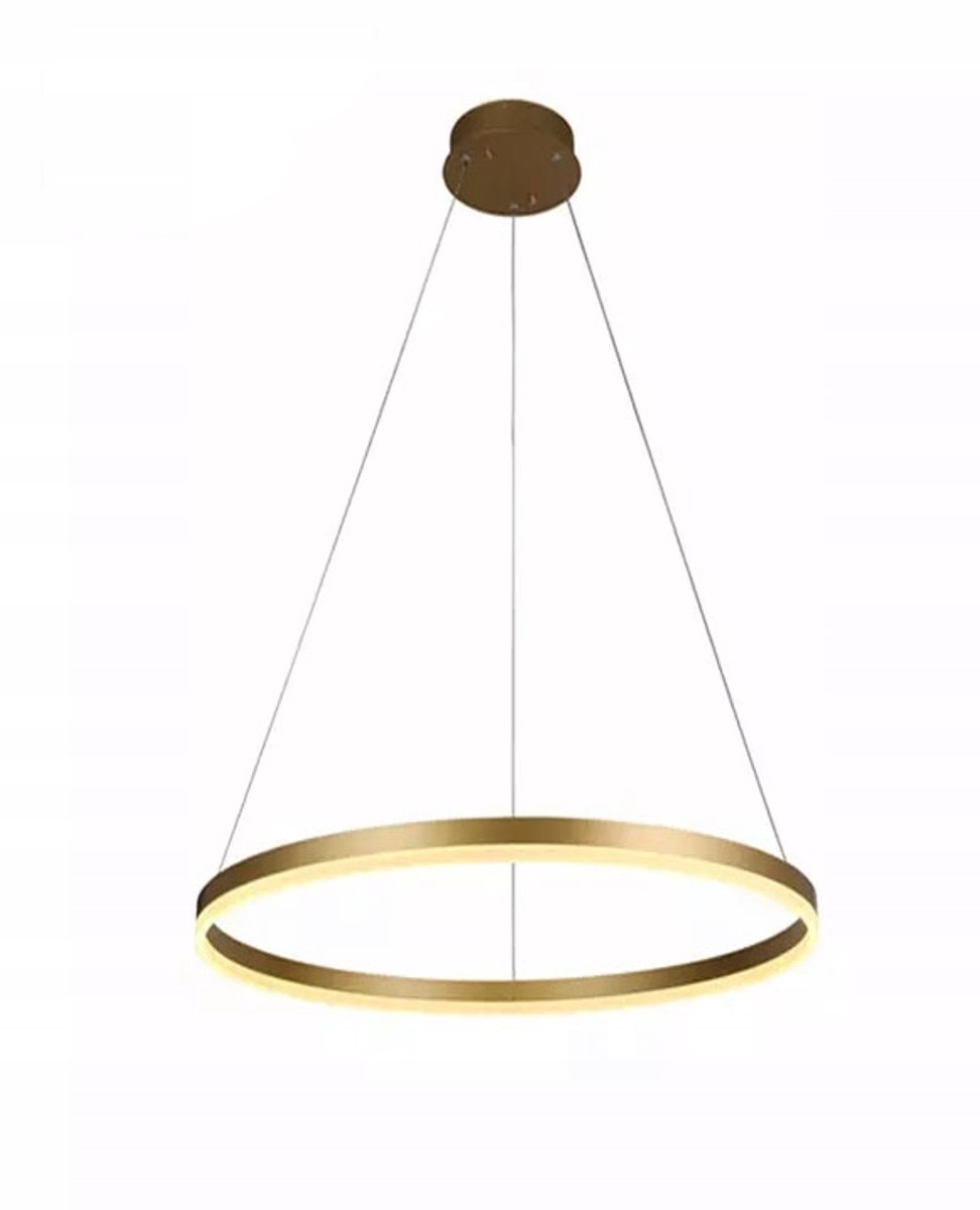 Moderne LED Plafondlamp Ring Goud 60cm Dimbaar met afstandsbediening