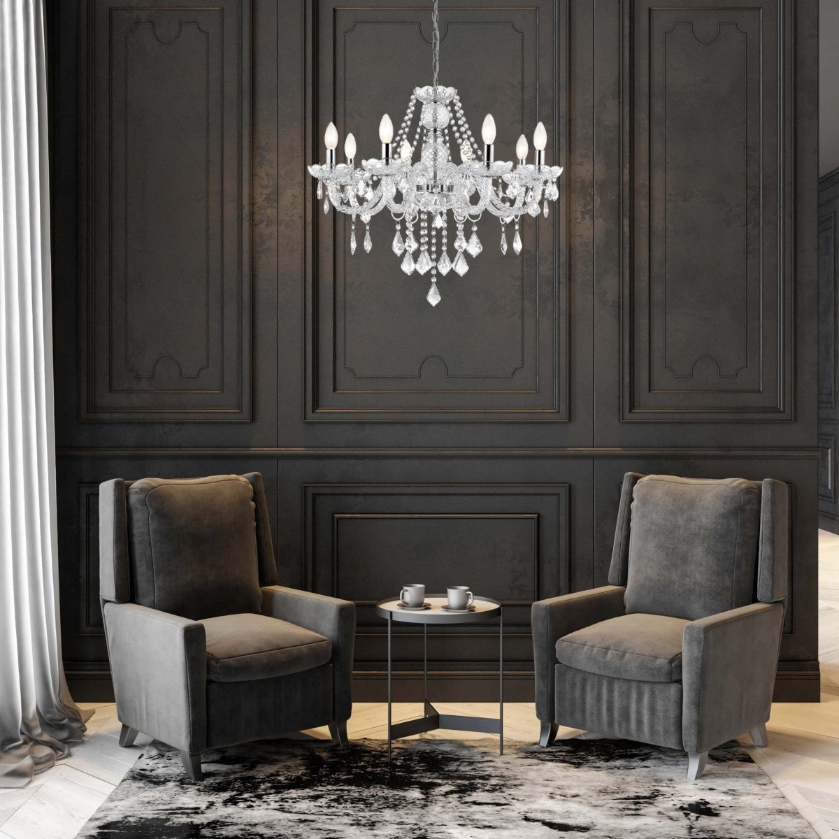 Luxe Cristallo Hanglamp 8xE14 - Glamour Stijl, Kristal & Zilver