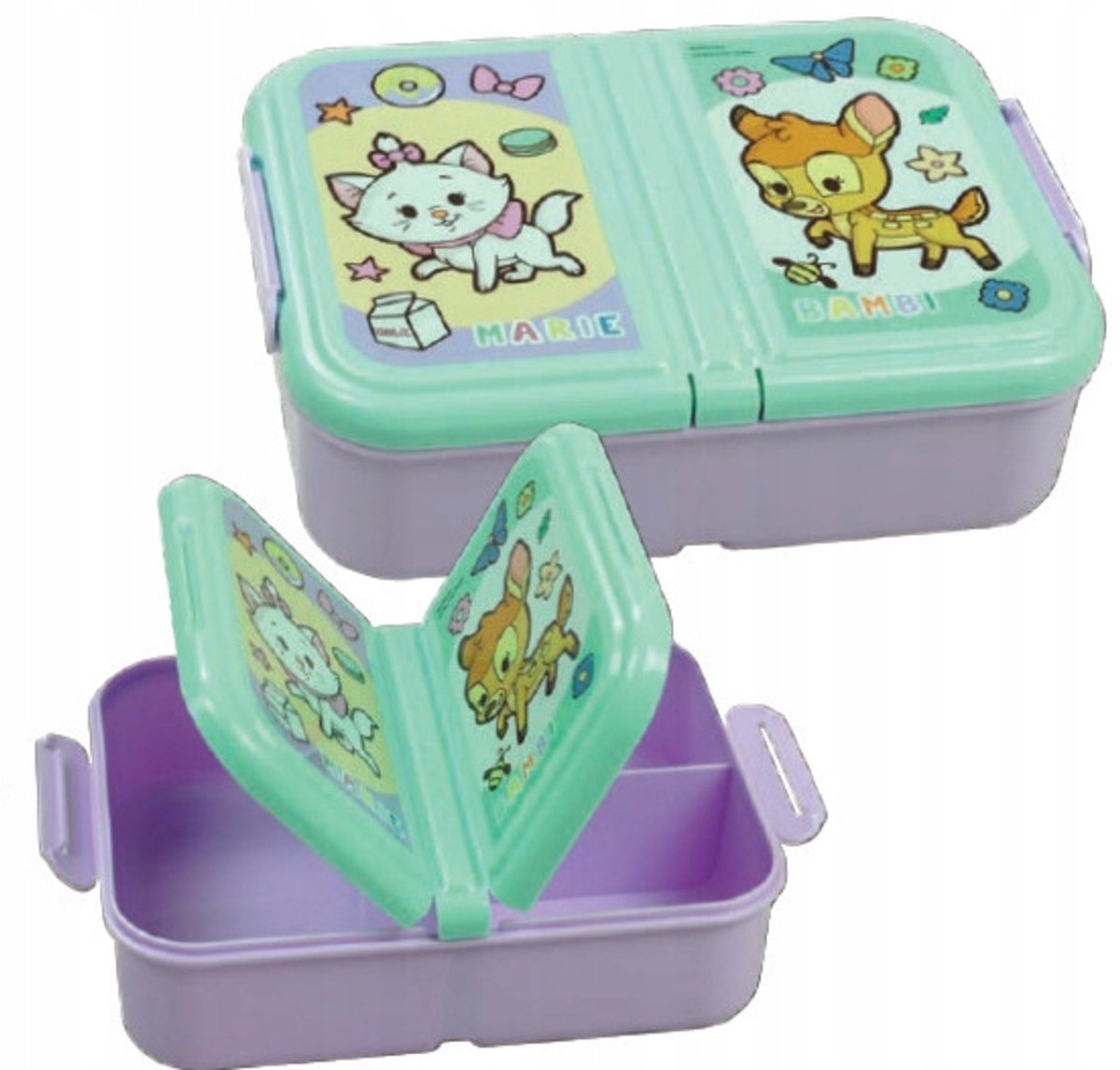 Lunchbox Marie Bambi met 3 vakken - Paars/Groen