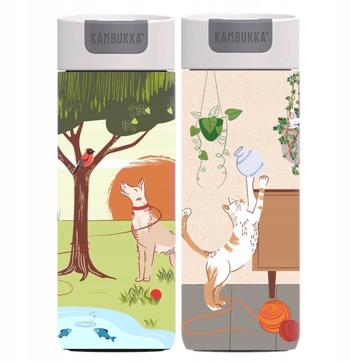Kambukka Woof n' Meow Thermosbekers Set - 2x 500ml Honden & Katten Design