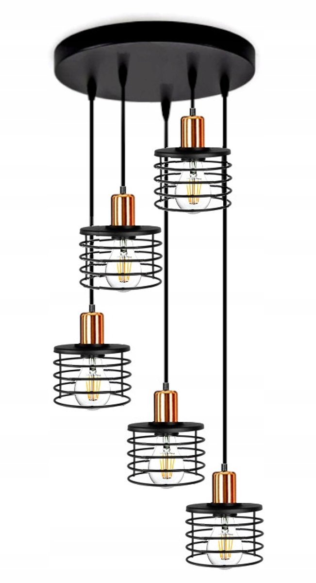 Hanglamp BALI 6-10 LED - Metaal Zwart/Koper - E27