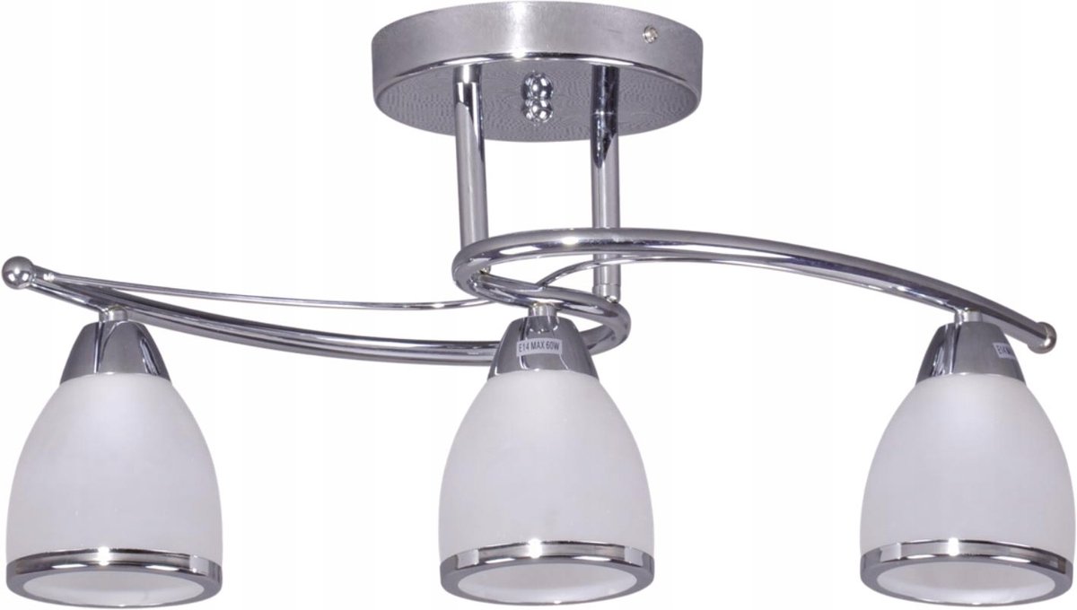Kaja Samira Plafondlamp 3x E14 40W Chroom Wit Glas