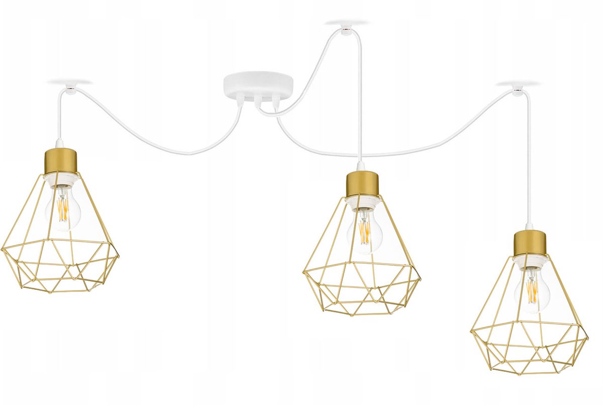 Hanglamp ZWIS Loft met 3 E27 Draadklossen Goud