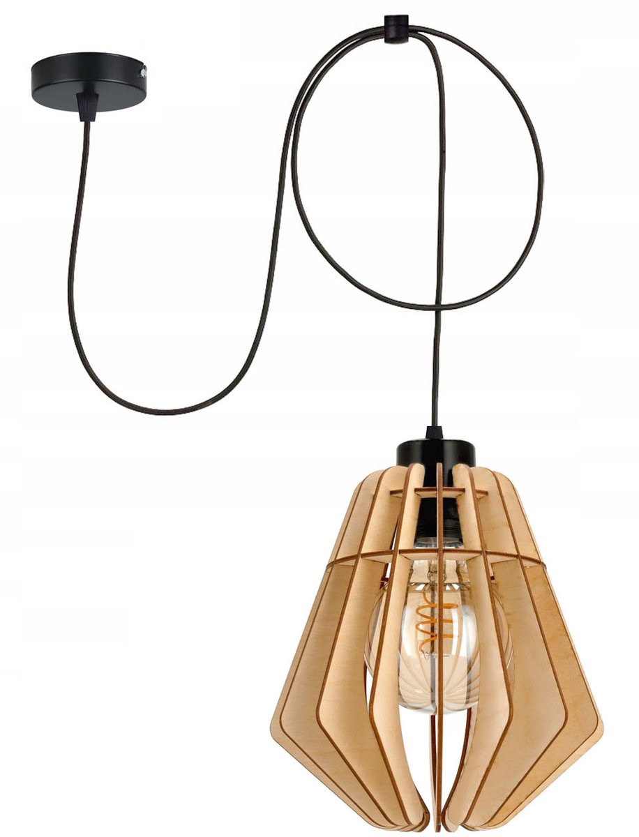 Hanglamp ZWISS Loft E27 Spider met Houten Kap