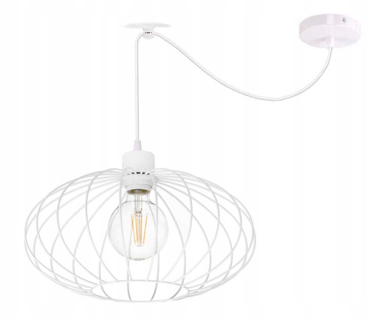 Hanglamp Loft E27 Wit Metaal Ellipse XL 35cm