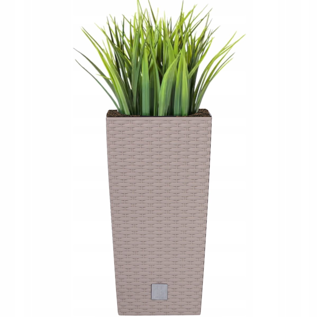 Hoge Rotan Look Pot met Inzetstuk - Mokka 22,5x22,5x42,1 cm
