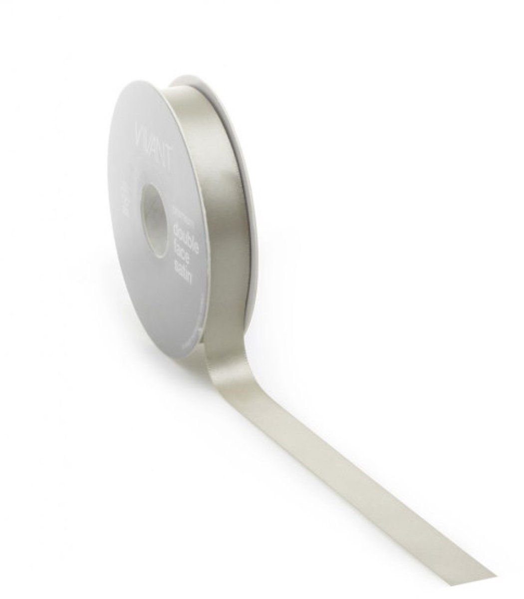 Satijnlint PREMIUM Double face 25mm x 25 meter sand / champagne