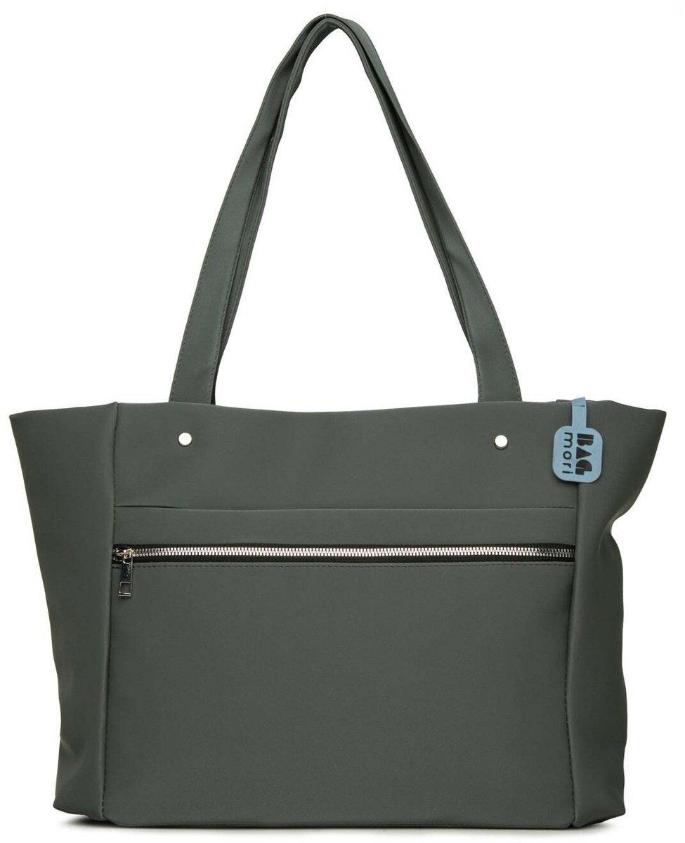 Bagmori Shopper Grote Satijnen Tote Bag met zijrits detail
