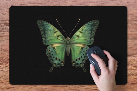Bureau onderlegger 60x40 cm - Muismat Vlinder - Groen - Diepte - Bureaulegger xl - Desk mat beschermer - Computer muismatten