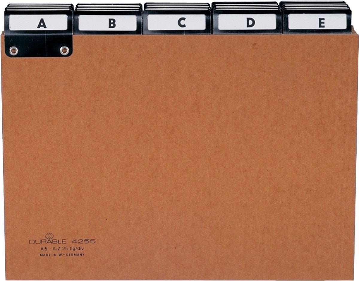 Leitregister A - Z aus Pressspan A5 quer braun