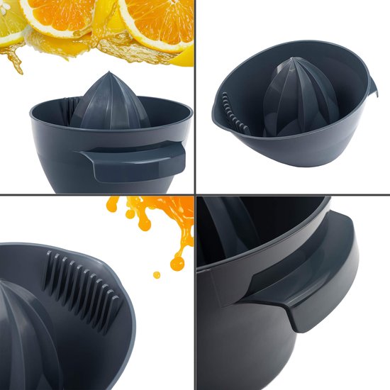 KADAX Handmatige citruspers van kunststof, fruitpers, robuuste sinaasappelsappers, ovale pers voor fruit, universele handpers, fruitpers (donkergrijs) van kadax — afbeelding 4