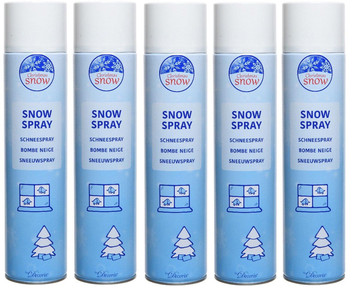 Decoris Sneeuwspray - 10x - wit - 400 ml - spuitsneeuw - kunstsneeuw - nepsneeuw - sneeuw decoratie