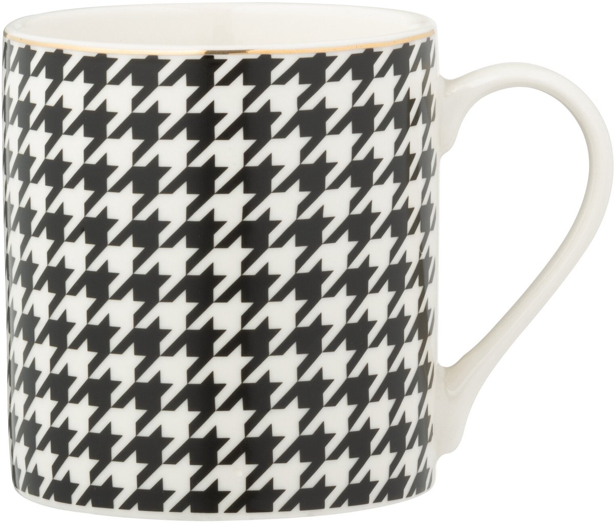J-Line mok Pied-Poule - porselein - wit/zwart