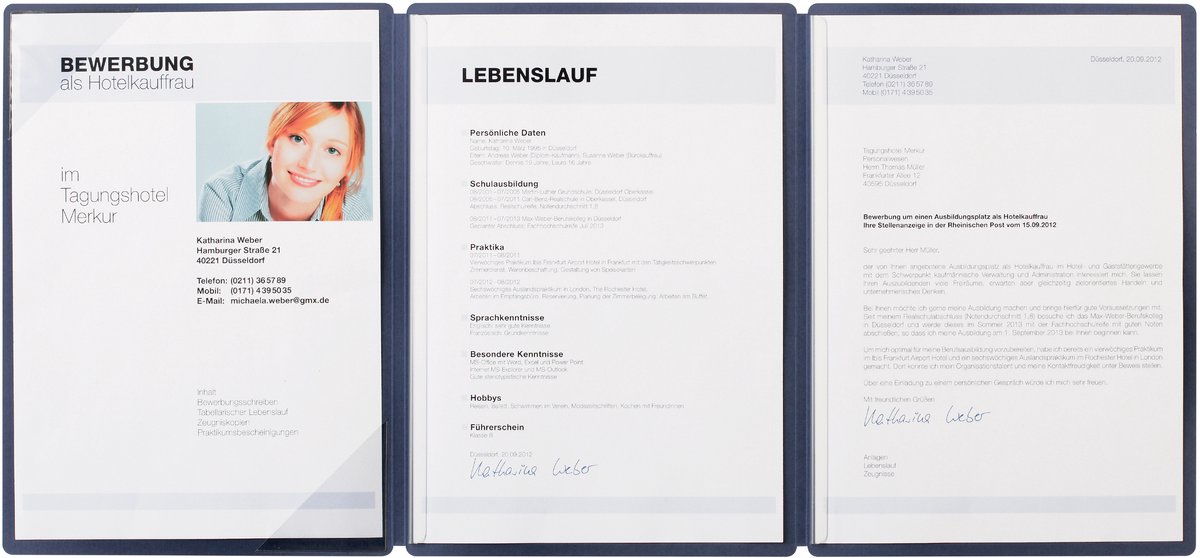 Sollicitatieportfolio 'SHIFT', donkerblauw, formaat A4.