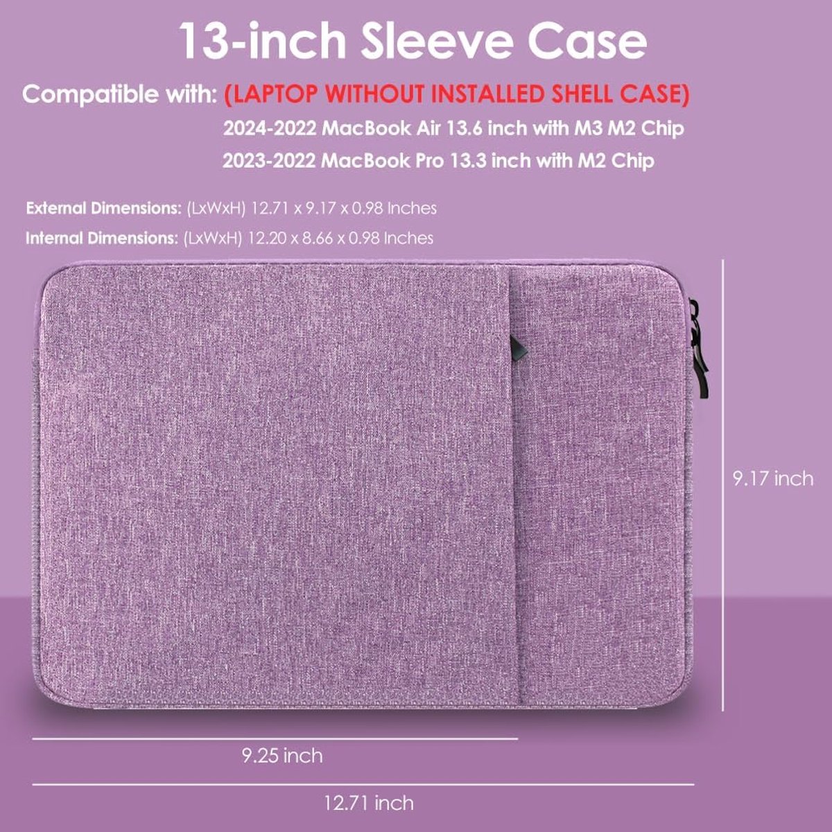 Image of 13 inch laptop-tablethoes, draagbare waterdichte hoes (paars)