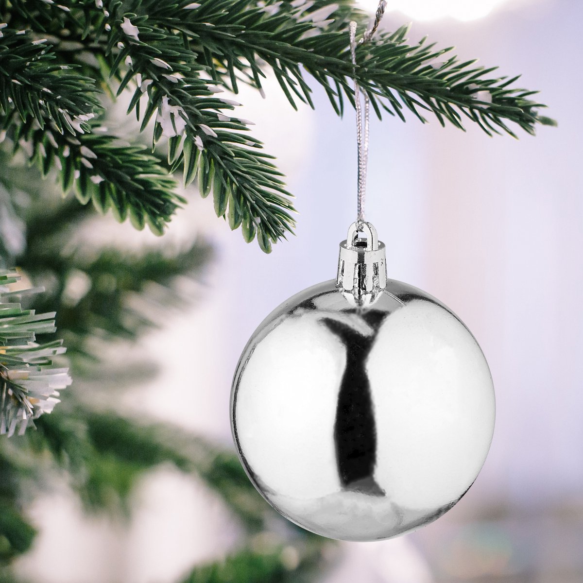 kerstballen set van 50 - Ø 6 cm - glanzend - mat - kunststof - zilver – foto 6