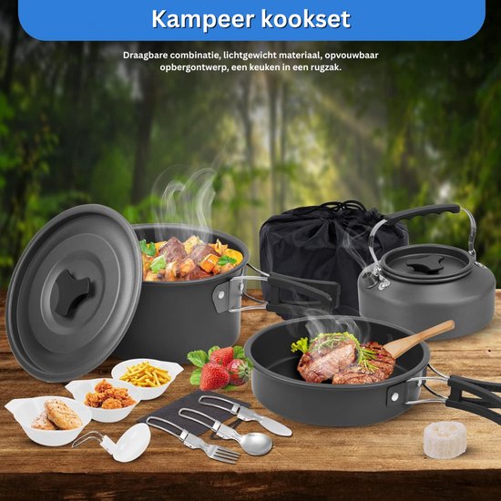 ZRSS® Camping Pannenset Aluminium - Kookset - Kamperen - Campingpan - 12-delige set — afbeelding 2