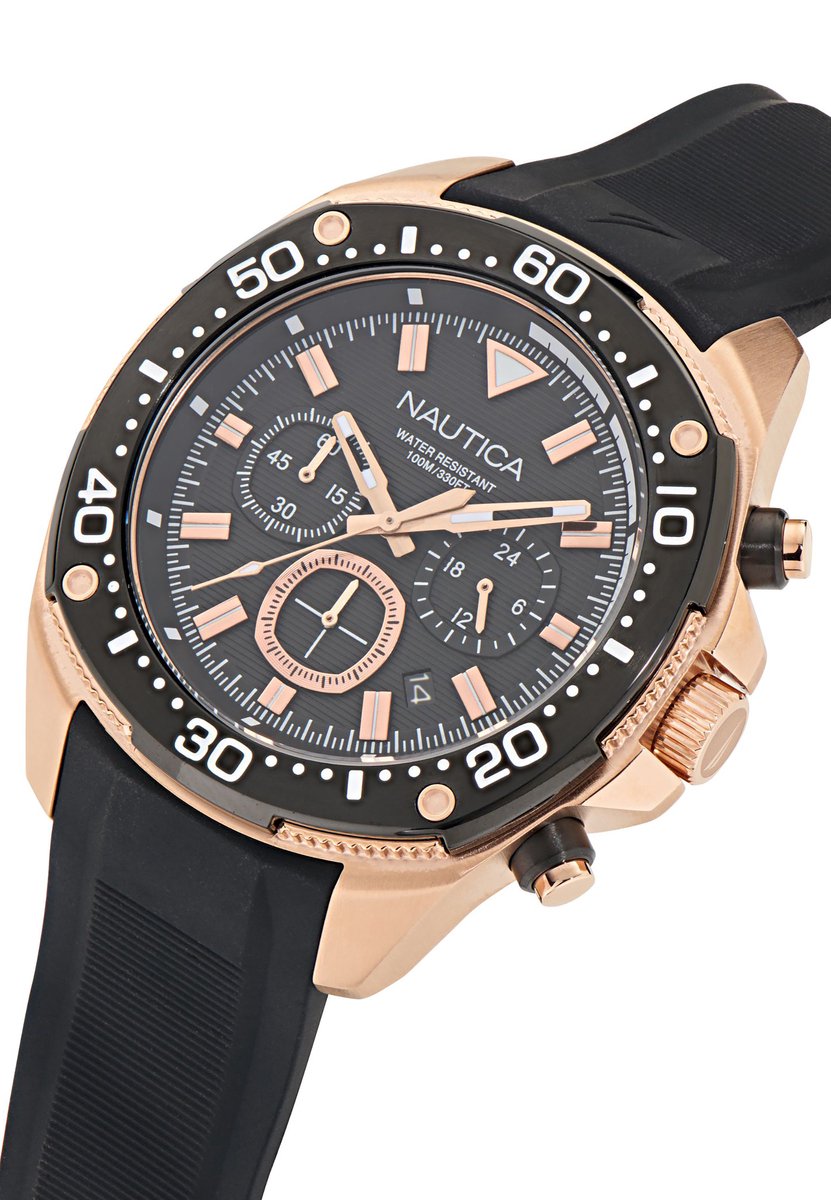 Nautica Nct Bluesail Analog Watch - Box Set Zwart Case: 100% Stainless Steel | Armband: 100% Silicone 46 mm NAPBSF401, NAPBSF403, NAPBSF405