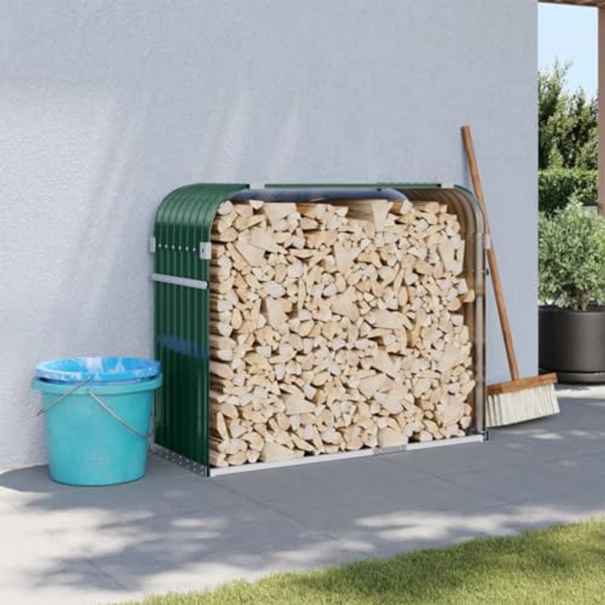 Houten Rek voor Buiten met Staal Afdekking - Opslagrek voor Brandhout - 120 x 45 x 100 cm