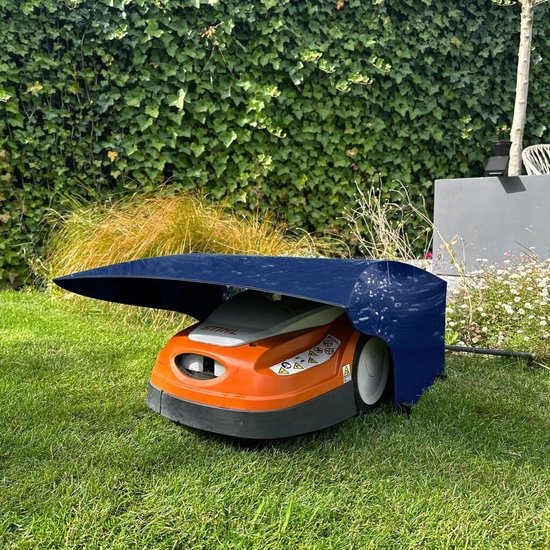Robotmaaier Garage Alupanel Donkerblauw 77x29x46 cm Weerbestendig UV-bestendig Licht Stevig Inclusief Haringen