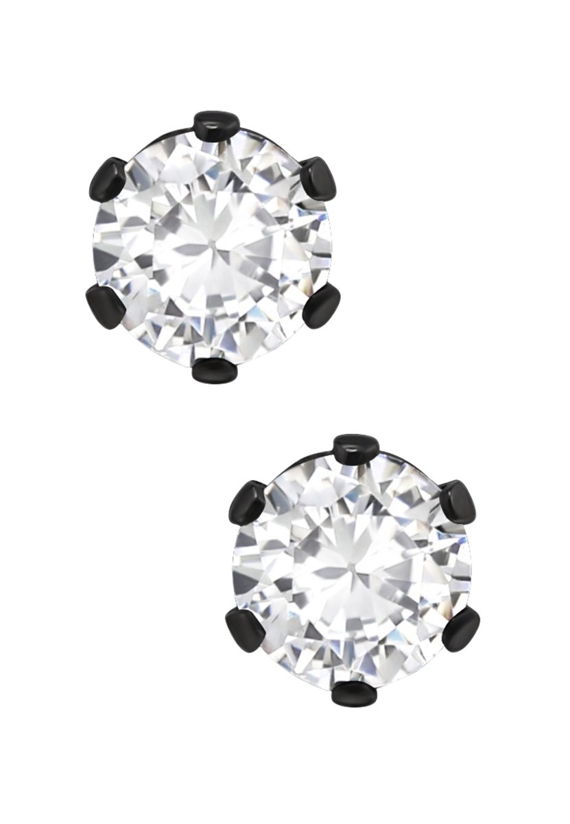 Ronde 4 mm Oorstekers van Roestvrij Staal met Zirkonia