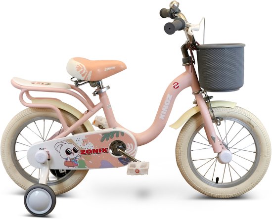Zonix Meisjesfiets 14 Inch Licht Pastelroze Kinderfiets Met Zijwieltjes Voor Meisjes Van 3 Tm 5 Jaar Geschikt Voor Kledingmaat 98-108 van Zonix — afbeelding 4