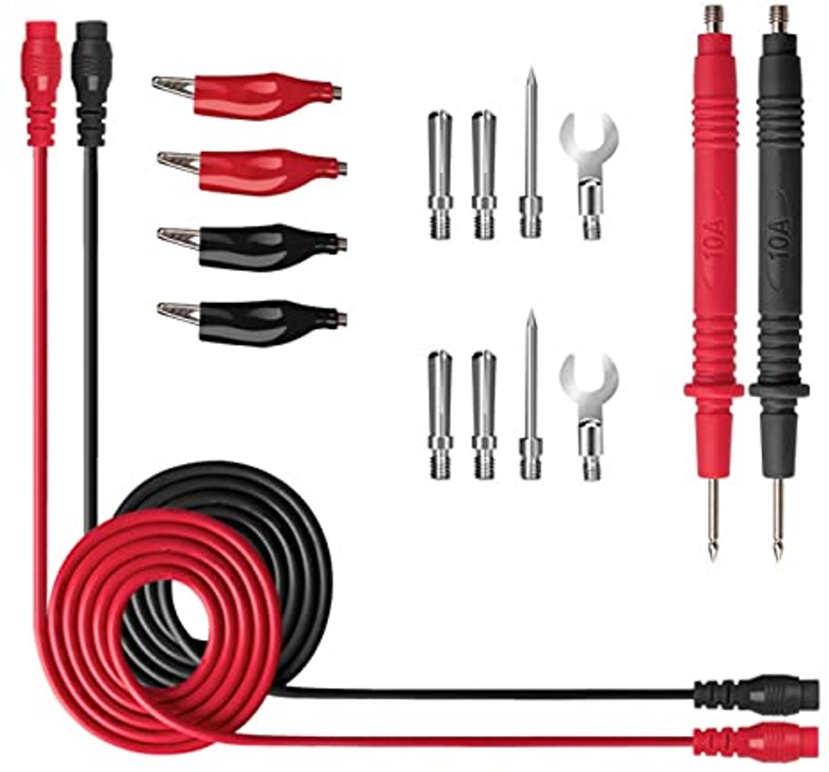 Set voor universele elektrische multimeter testkabels - inclusief testsondes, krokodillenklemmen en connectoren
