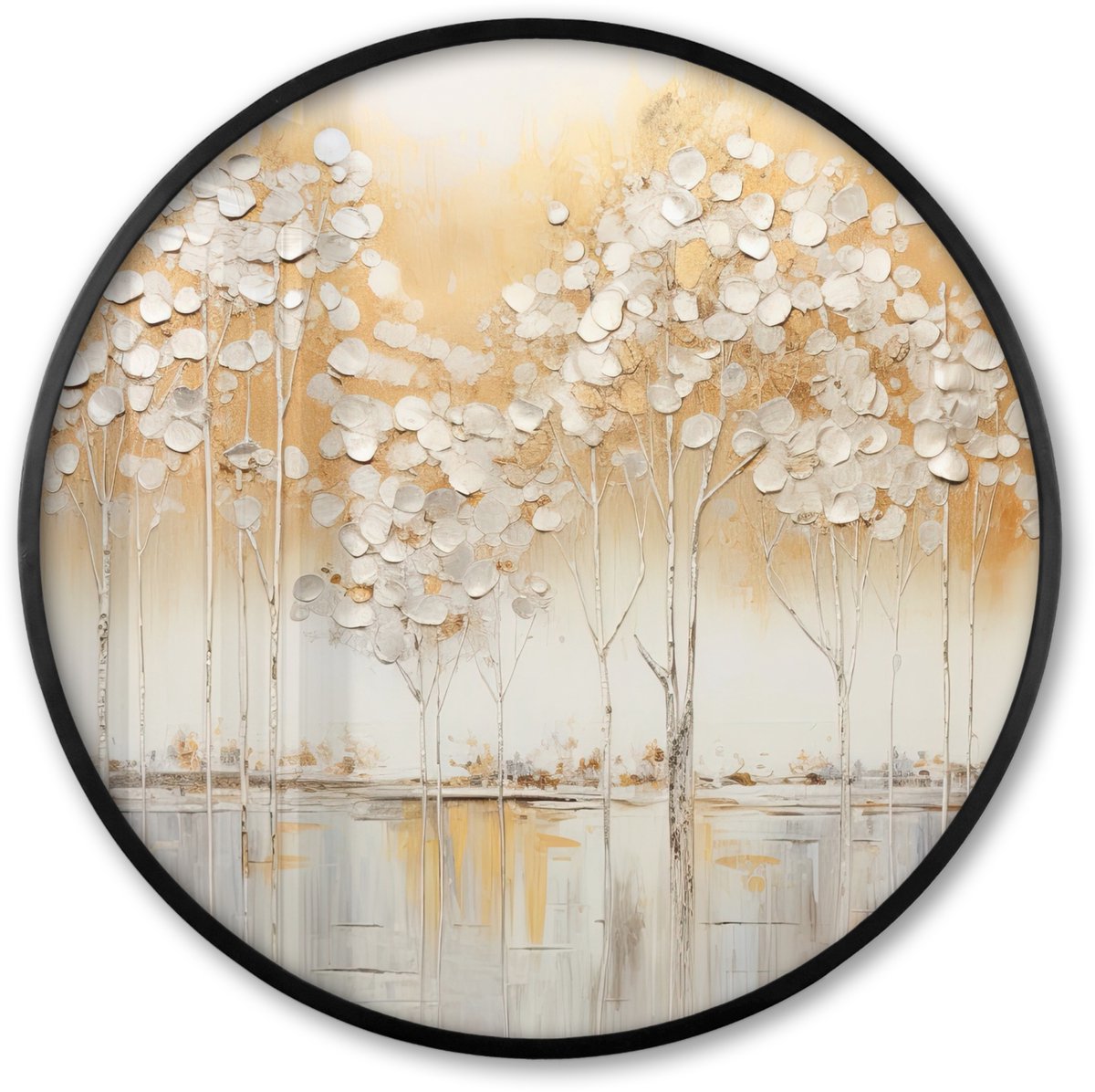 FrameYourWall Poster in lijst Rond - Fotolijst 60x60 cm - Posters - Bomen - Kunst - Acryl - Natuur - Ronde posterlijst zwart - Decoratie - Wanddecoratie woonkamer - Muurdecoratie slaapkamer Abstract - Natuur