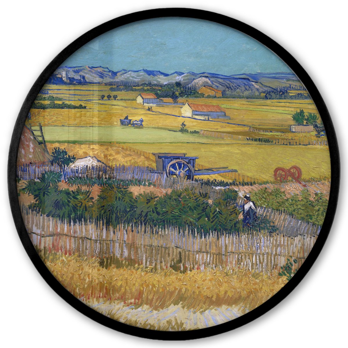 FrameYourWall Poster in lijst Rond - Fotolijst 40x40 cm - Posters - De oogst - Vincent van Gogh - Ronde posterlijst zwart - Decoratie - Wanddecoratie woonkamer - Muurdecoratie slaapkamer De oogst - Van Gogh
