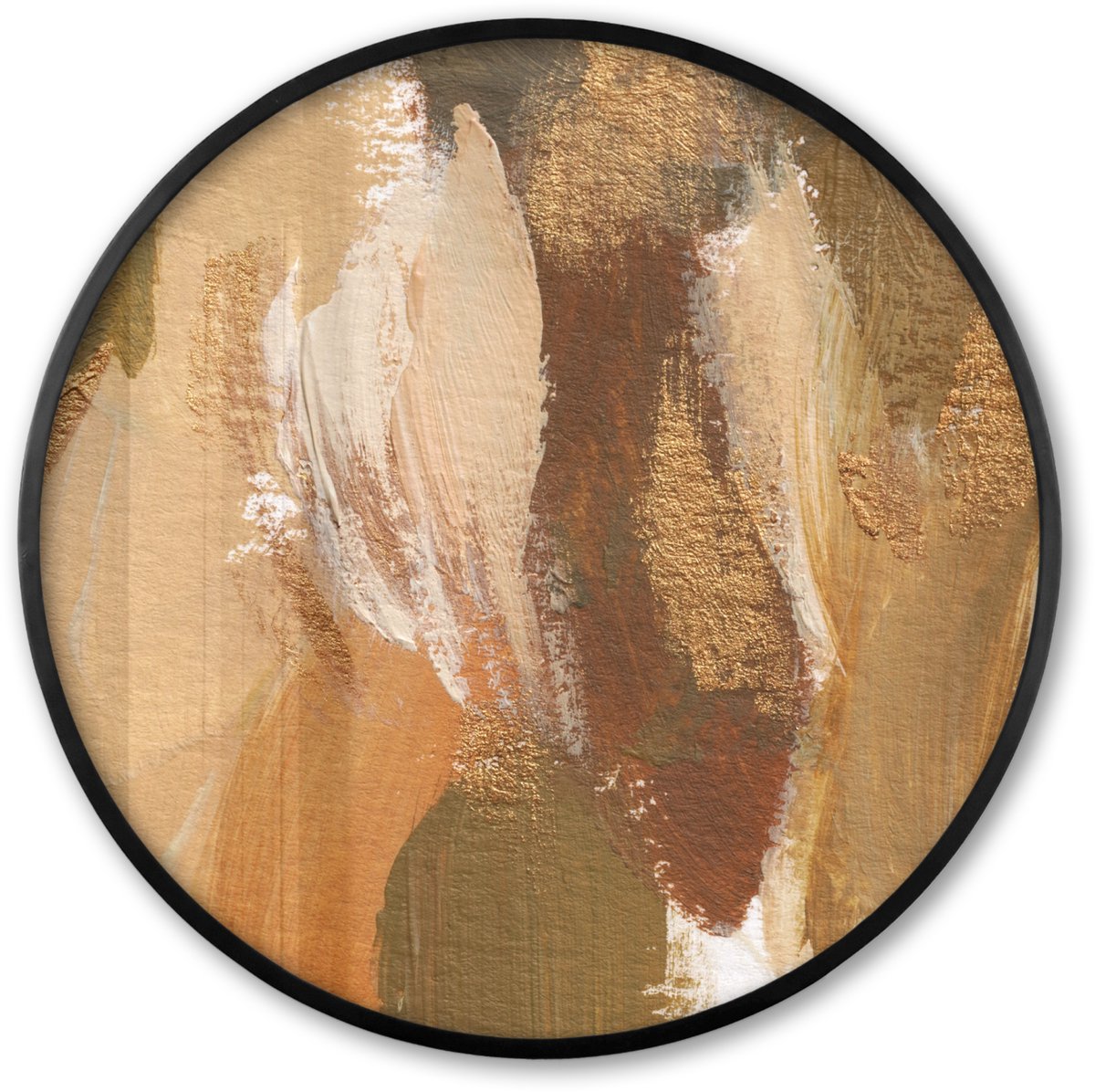 FrameYourWall Poster in lijst Rond - Fotolijst 80x80 cm - Posters - Verf - Goud - Herfst - Ronde posterlijst zwart - Decoratie - Wanddecoratie woonkamer - Muurdecoratie slaapkamer Multicolor