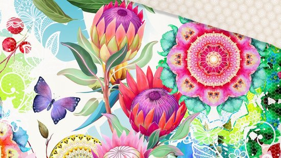 HIP Dekbedovertrek "mandala's, bloemen en een vogel" - Multi - (240x200/220 cm) - Katoen Satijn van HIP — afbeelding 5