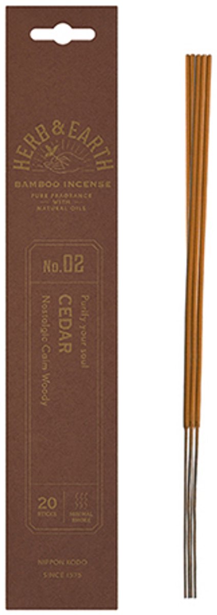 Nippon Kodo - herb en earth - cederhout - wierookstokjes - 1 pakje 20 stokjes