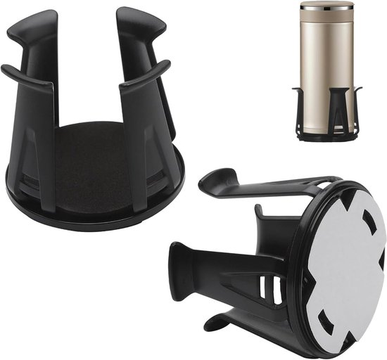 Cobee Bling bekeronderzetters, set van 2 universele bekerhouders van siliconen, antislip, 2 bling-onderzetters, inzetstuk en drukknop, startring, autoonderzetter (zwart
