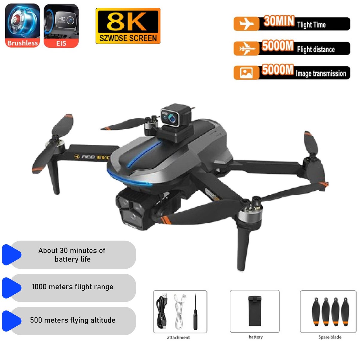 AE8 EVO GPS Drone levert krachtige vliegprestaties