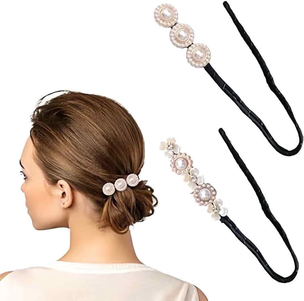 2 Pieces Donut Buns - Doughnut Hair Clips - Pearl Buns voor Dames Meisjes en Kinderen