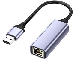 Qost - USB 3.0 Naar Ethernet Adapter - USB-A naar Internet Poort - 10 / 100/ 1000 Mbps Gigabit - Spacegrey