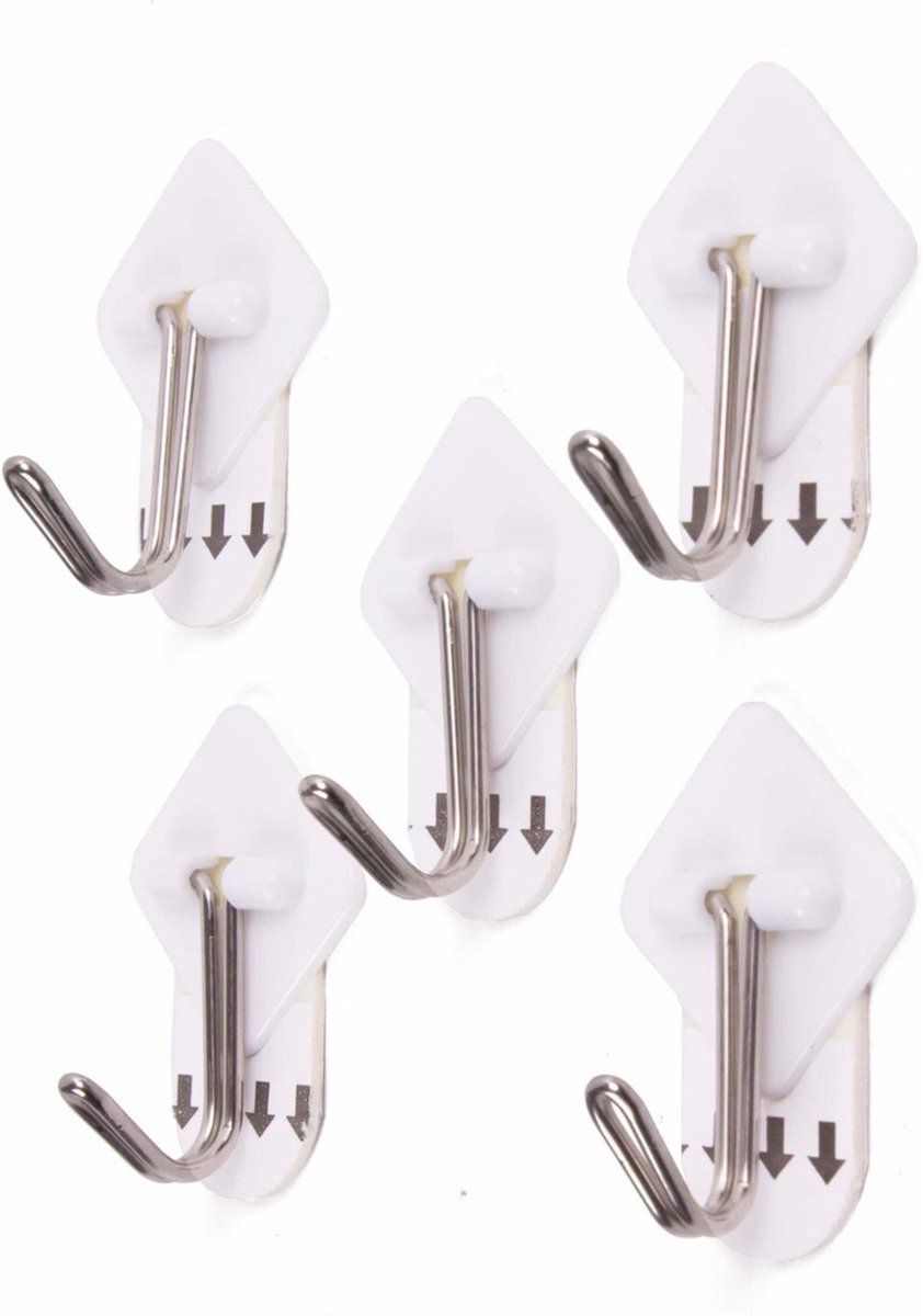 Benson Zelfklevende haken - Verwijderbaar - 3,3 x 3,3 cm - Wit - 5 stuks