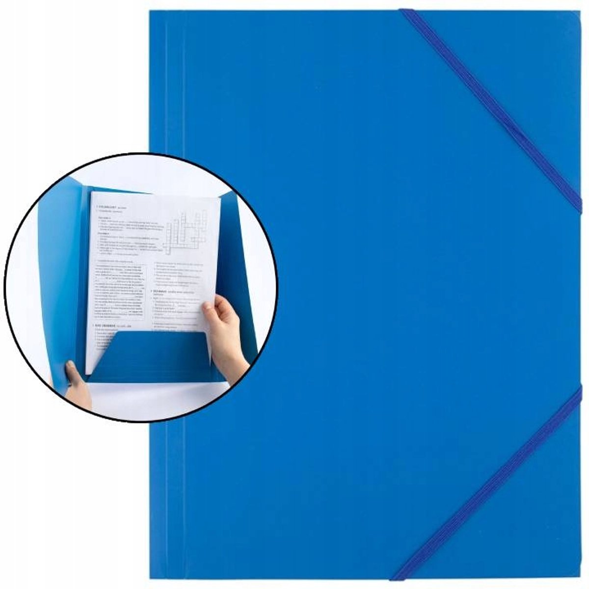 D.rect A4 Plastic Kaart met Elastiek - Blauw