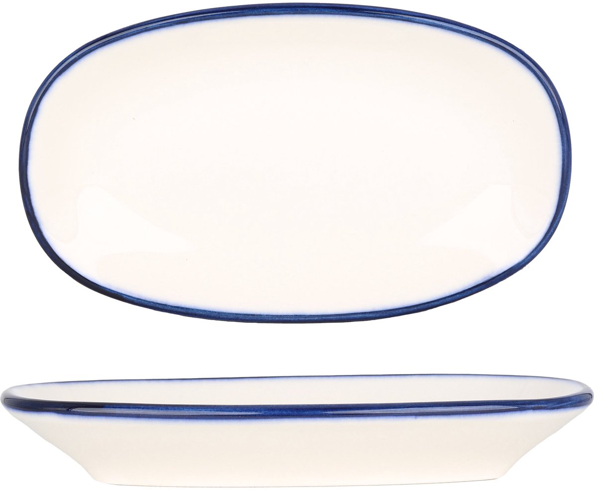 Bonna Serveerschaal - Linea Blue - Porselein - 15x8.5 cm - set van 4