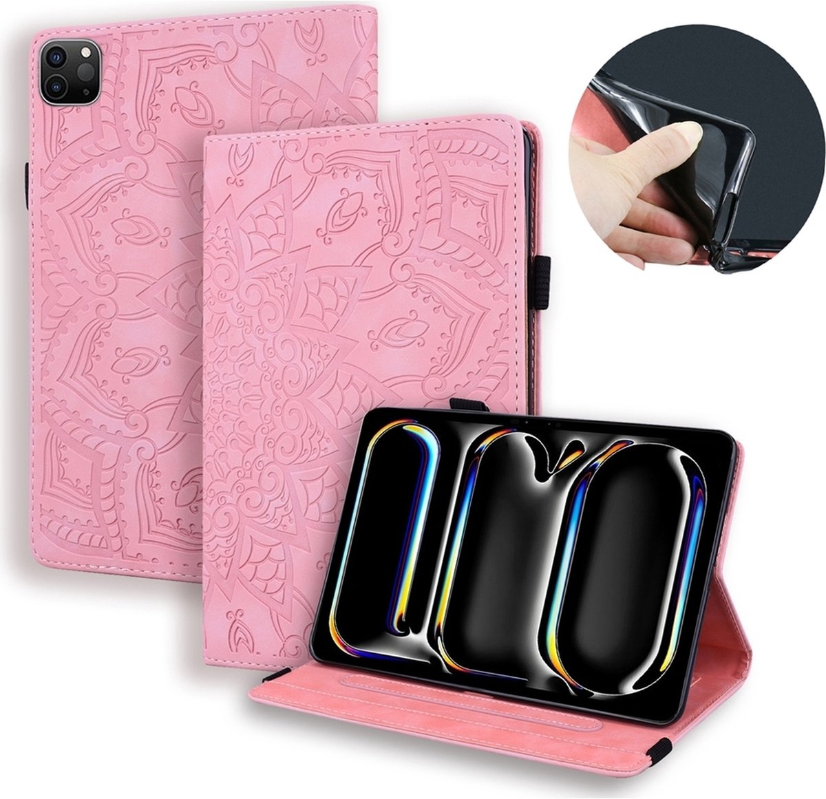 Mobigear Tablethoes geschikt voor Apple iPad Pro 13 Inch (2025) Hoes | Mobigear Mandala Bookcase - Roze