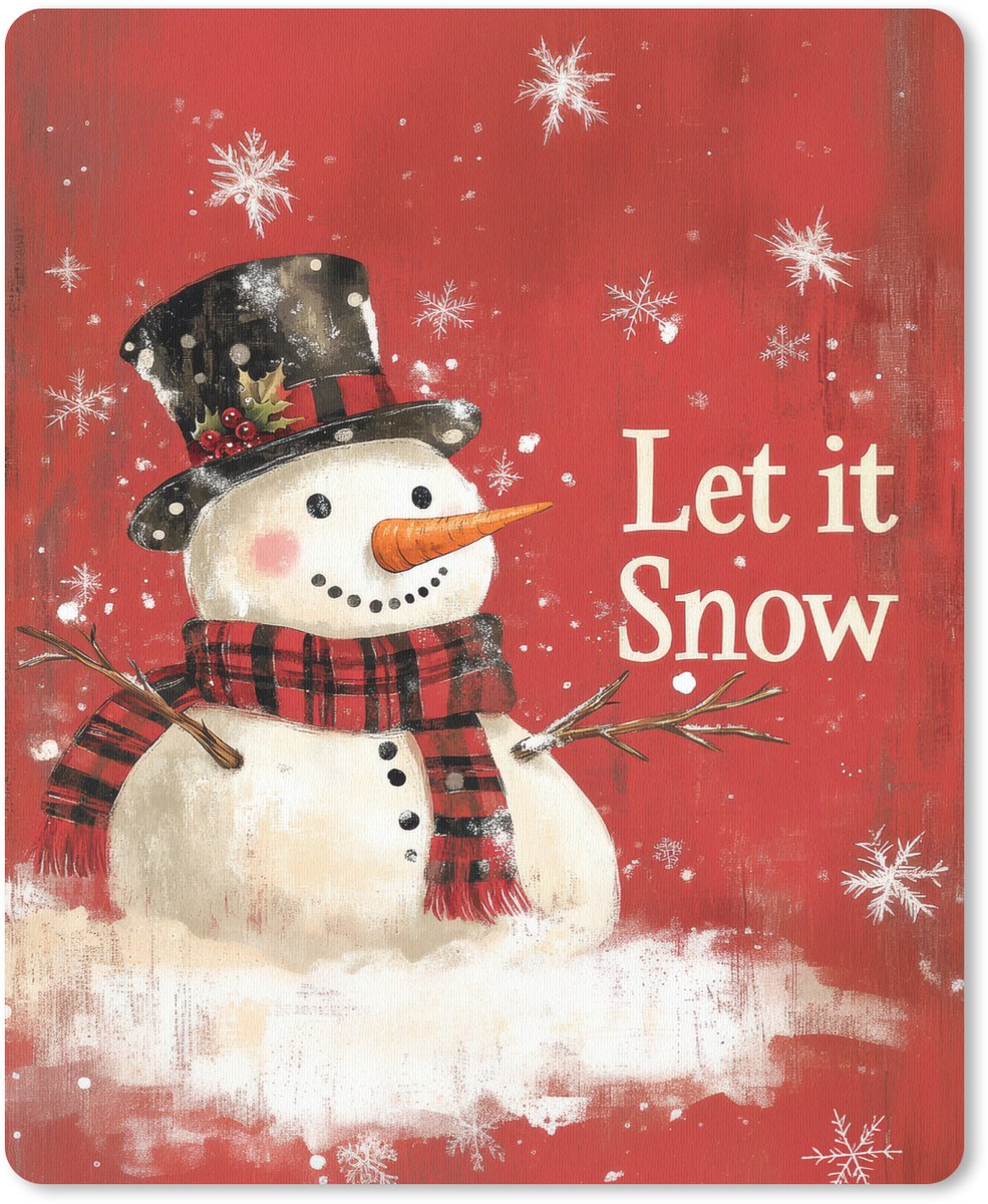 Muismat 19x23 cm - Mousepad Sneeuwpret - Winter - Sneeuwpop - Muismatten