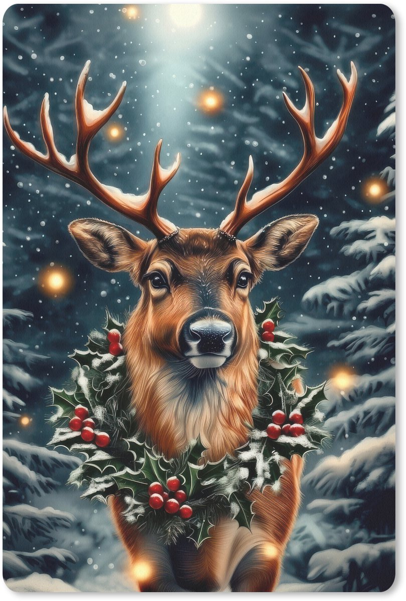 Muismat 18x27 cm - Mousepad Kerst - Magie - Bos - Kleurrijk - Muismatten