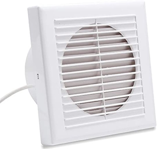 XIIW Badkamerventilator 100mm met vochtsensor Afvoerventilator instelbare nalooptijd, met timing, stille wandventilator, met terugslagklep 95m³/h, 12 Watt / 34dB voor badkamer, toilet, keuken