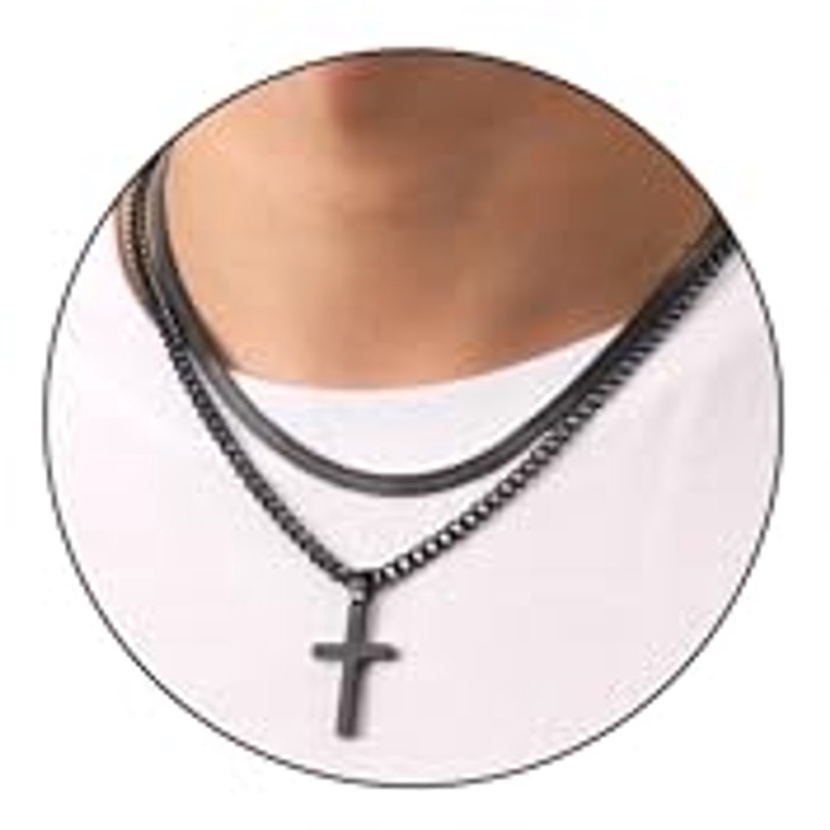 Kruis Halsketting voor Heren in Zilver, Goud en Zwart - 316L Roestvrij Staal Slangenkettingen en Cubaanse Kettingen